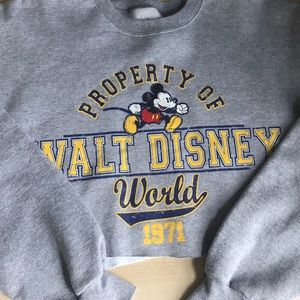 WALT DISNEY WORLD Self Cropped Crewneck Sweatshirt